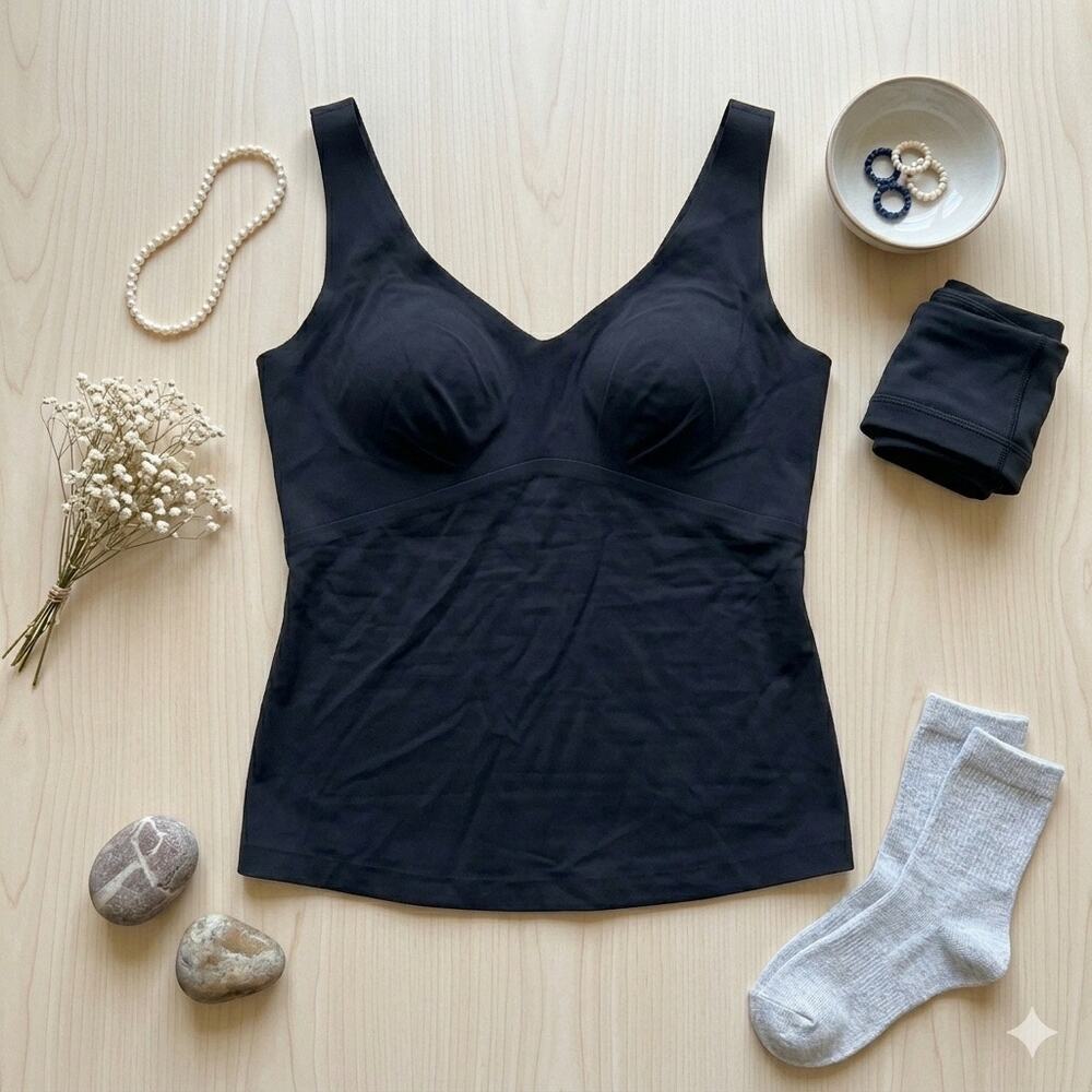 Honeylove Lift Cami Smoothing Shapewear Tank Top Bra Inset Black Plus Size 1X